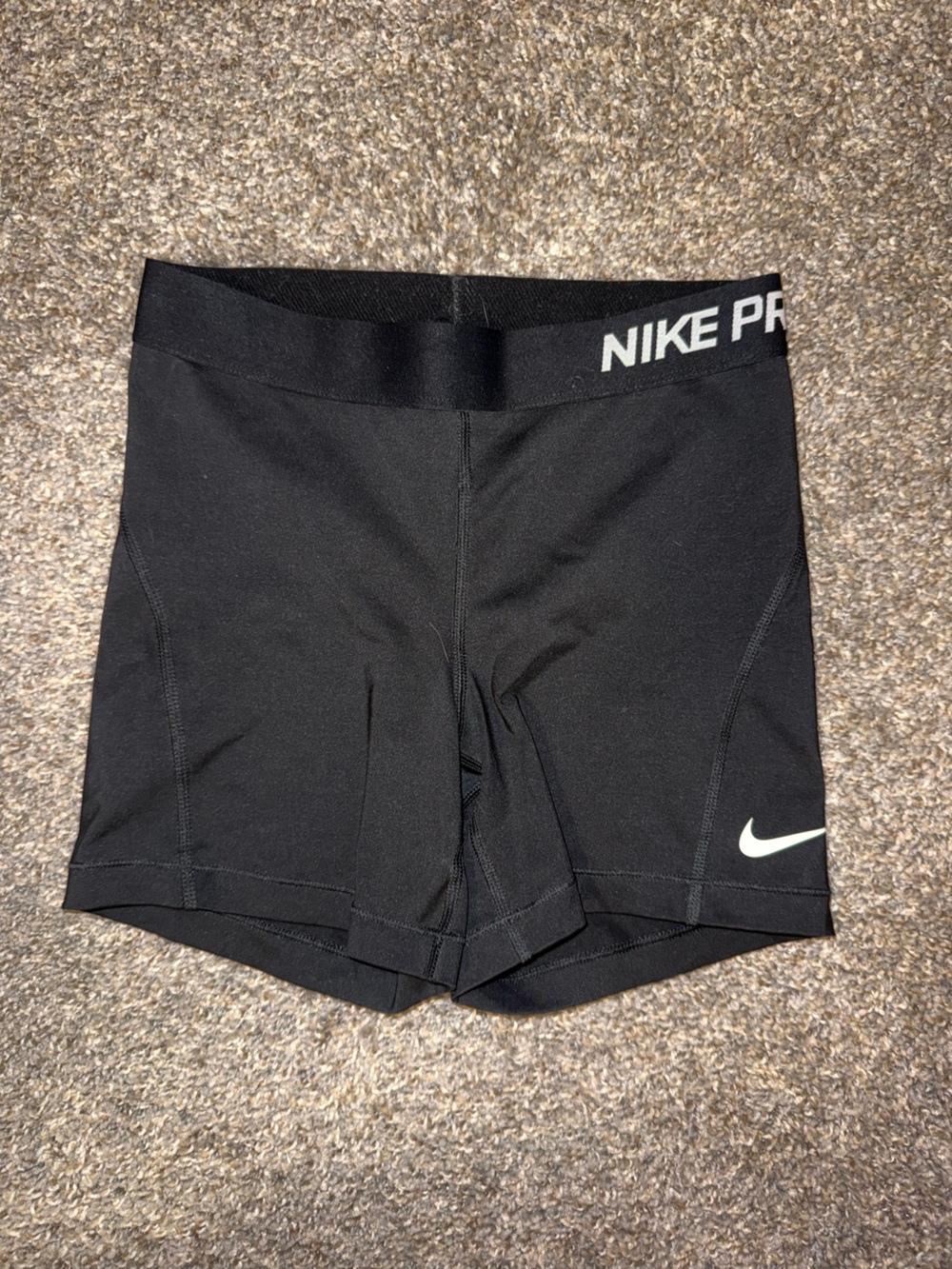 Nike Black Athletic Compression Shorts with White Swoosh